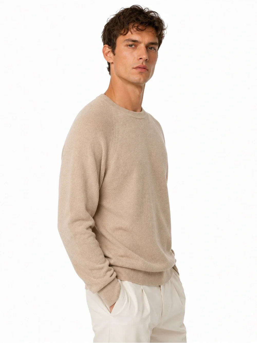 J.Crew Seed Stitch Cotton Crewneck Sweater Heathered Khaki Tan Light Large NWT